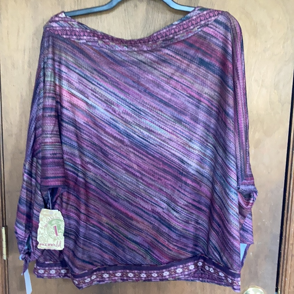 Relist3/25 NWT One World soft boho print detail tie detail top 3X - Picture 14 of 17